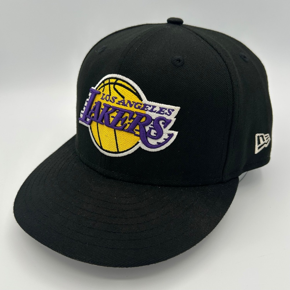 Los Angeles Lakers New Era Hat 59FIFTY Mens 7 1/2 Black Streetwear Sportswear